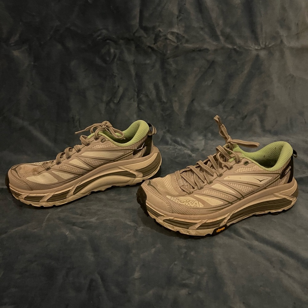 Hoka women’s  tan and Green Athletic Shoes